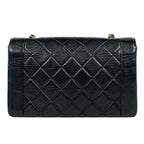 Chanel Diana Quilted Single Flap Chain Shoulder Bag CC Logo Leather Black — view 3
