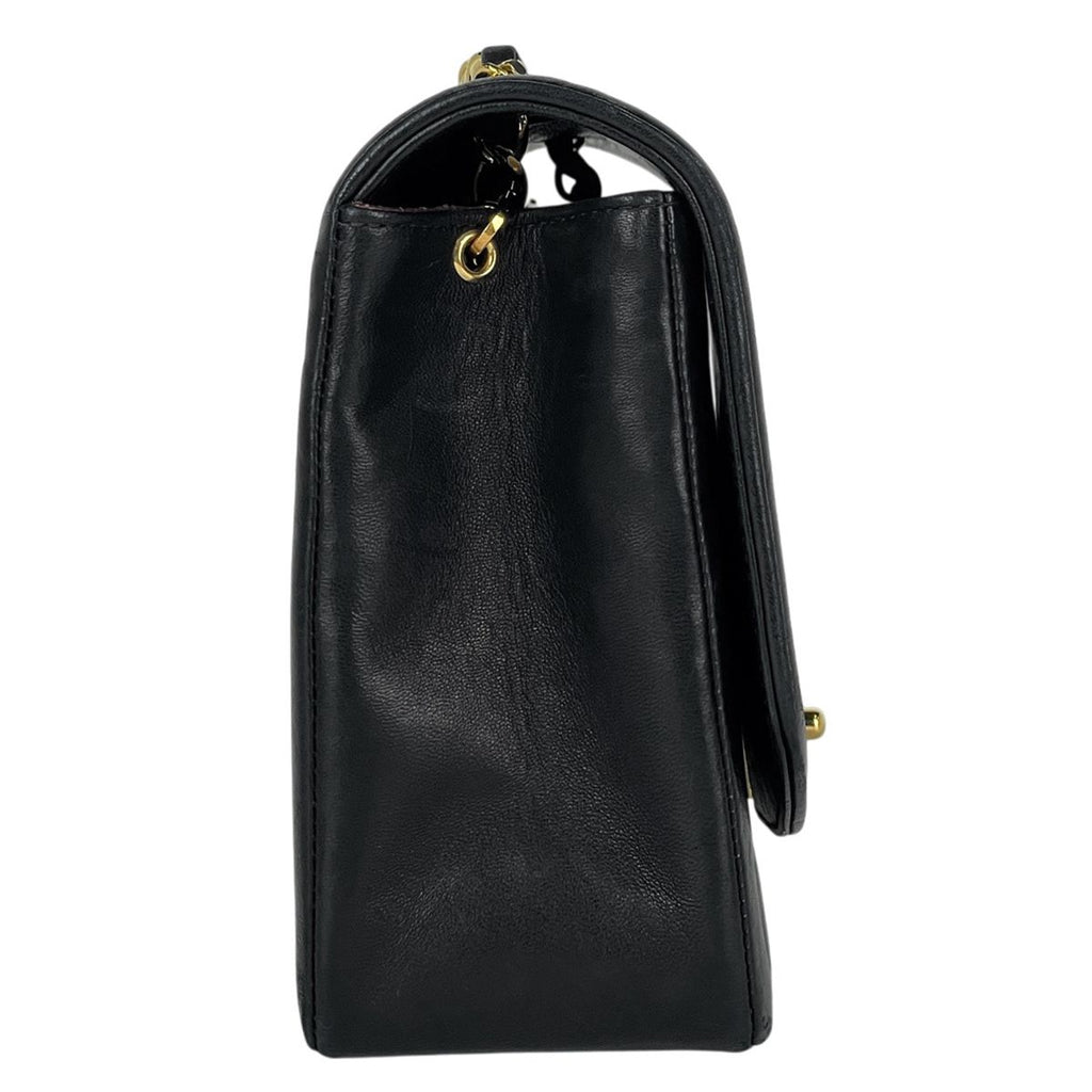 Chanel Diana Quilted Single Flap Chain Shoulder Bag CC Logo Leather Black — view 4