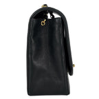 Chanel Diana Quilted Single Flap Chain Shoulder Bag CC Logo Leather Black — view 4