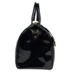 Chanel CC Logo Boston Bag 2-Way Enamel Patent Leather Black — view 2
