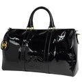 Chanel CC Logo Boston Bag 2-Way Enamel Patent Leather Black