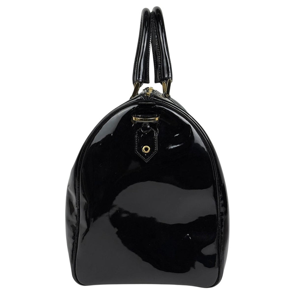 Chanel CC Logo Boston Bag 2-Way Enamel Patent Leather Black — view 4
