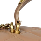 Chanel CC Logo Vanity Shoulder Bag Makeup Pouch Leather Beige — view 9
