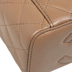 Chanel CC Logo Vanity Shoulder Bag Makeup Pouch Leather Beige — view 6