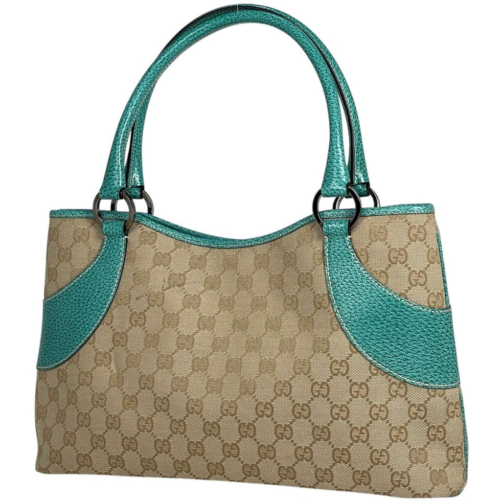 Gucci GG Pattern Tote Canvas Beige Green