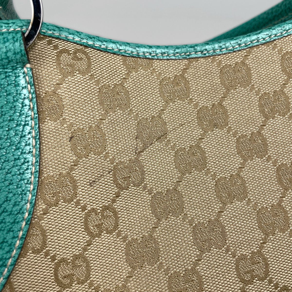 Gucci GG Pattern Tote Canvas Beige Green — view 4