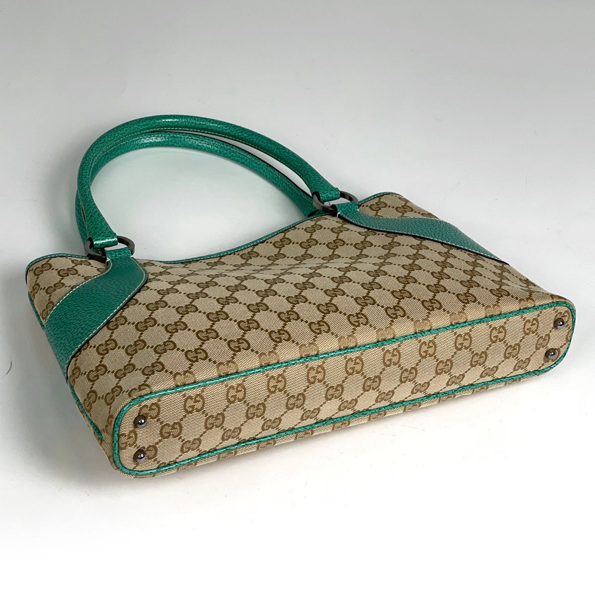 Gucci GG Pattern Tote Canvas Beige Green — view 2