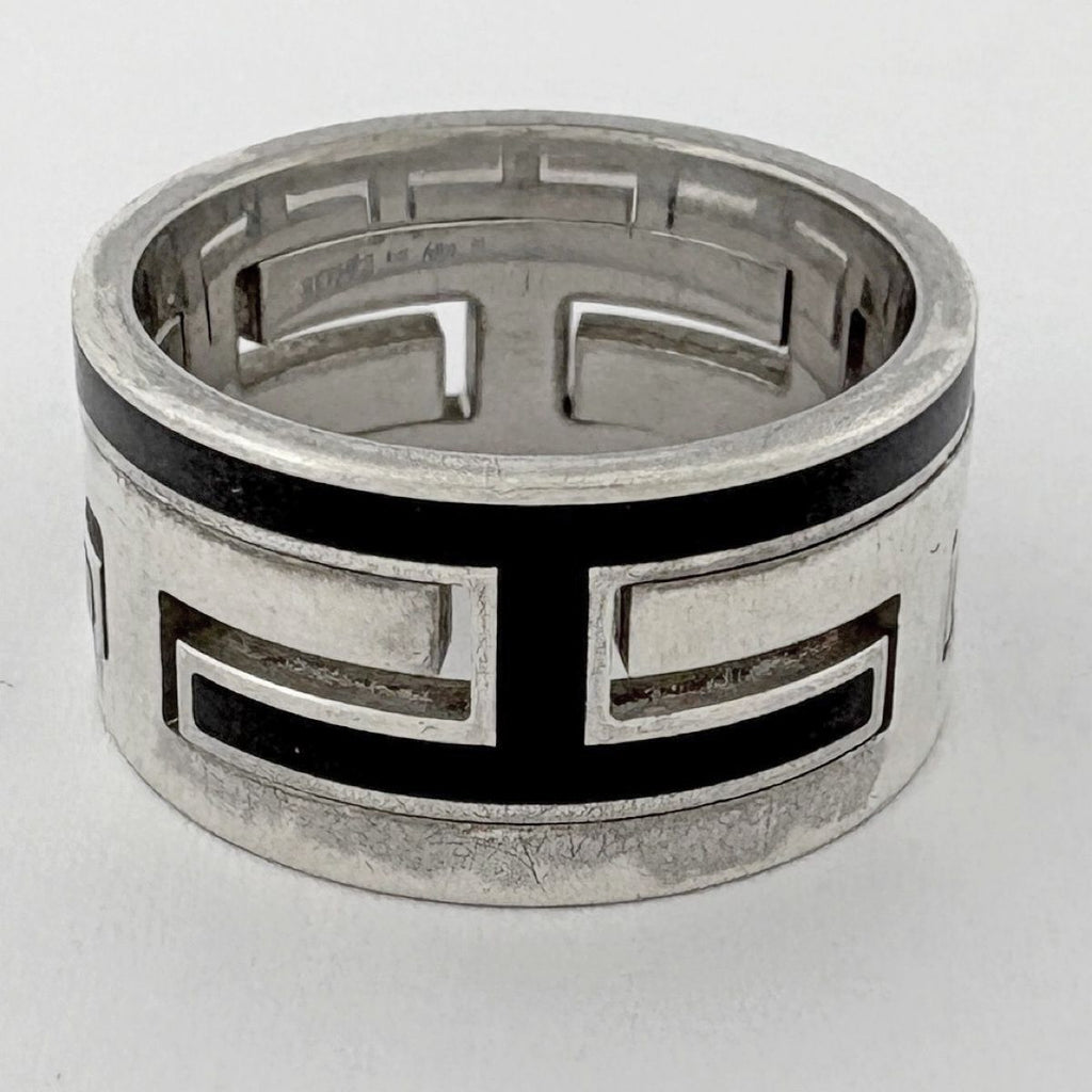 Hermes Mubouche Ring Logo 925 Sterling Silver Black — view 3