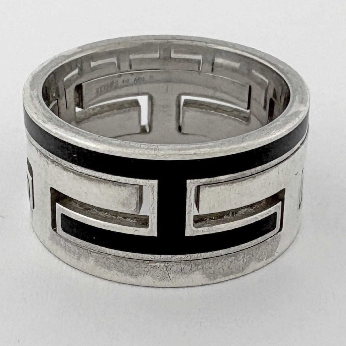 Hermes Mubouche Ring Logo 925 Sterling Silver Black — view 3