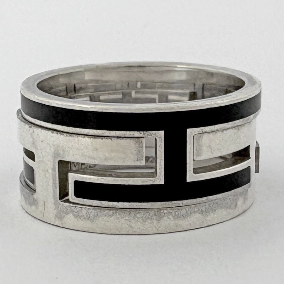 Hermes Mubouche Ring Logo 925 Sterling Silver Black — view 2