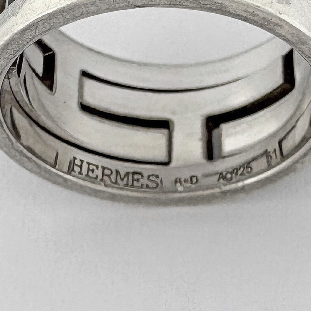 Hermes Mubouche Ring Logo 925 Sterling Silver Black — view 4