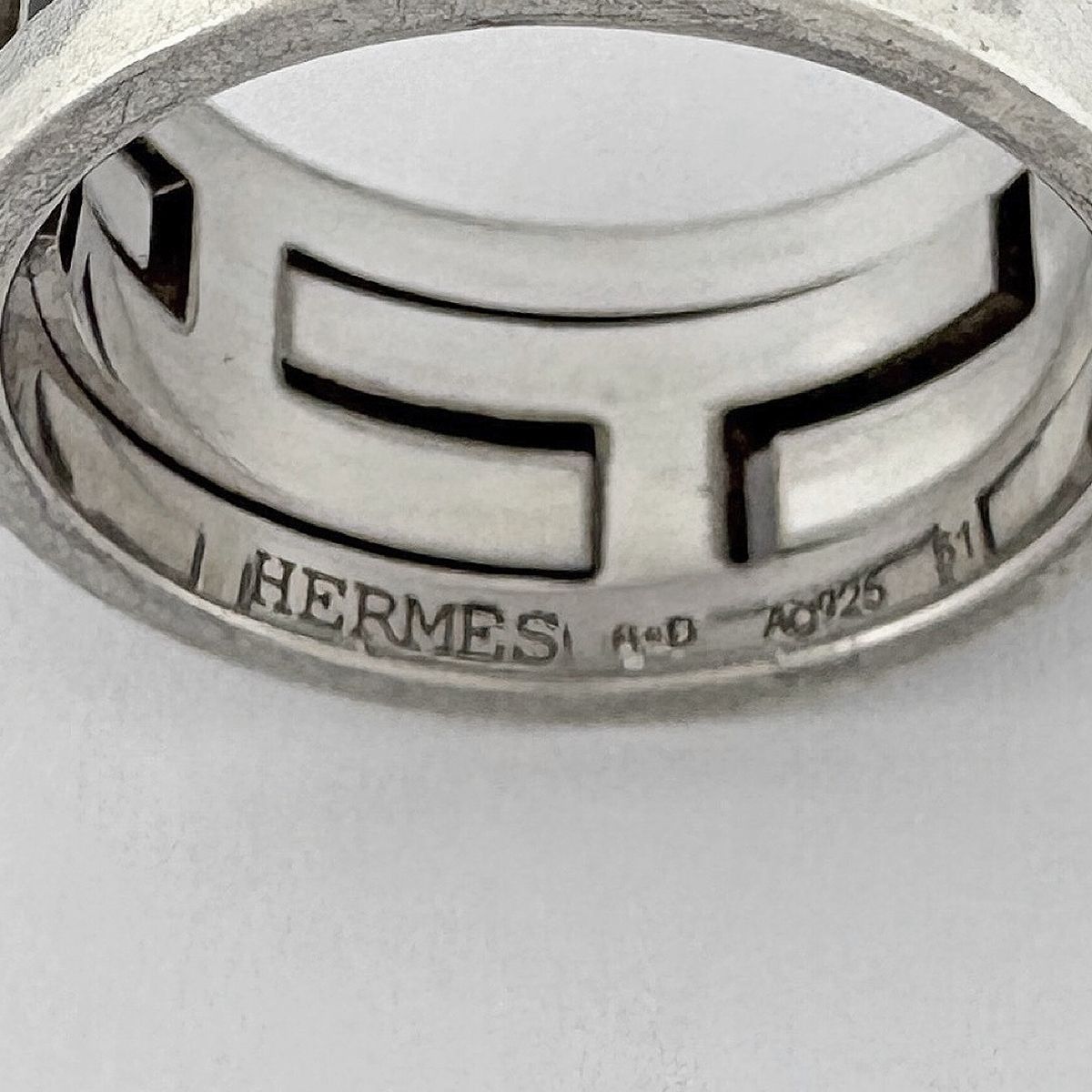 Hermes Mubouche Ring Logo 925 Sterling Silver Black — view 4