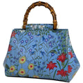 Gucci Nymfair Small New Flora Handbag 2-Way Bamboo Leather Blue