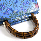Gucci Nymfair Small New Flora Handbag 2-Way Bamboo Leather Blue — view 8