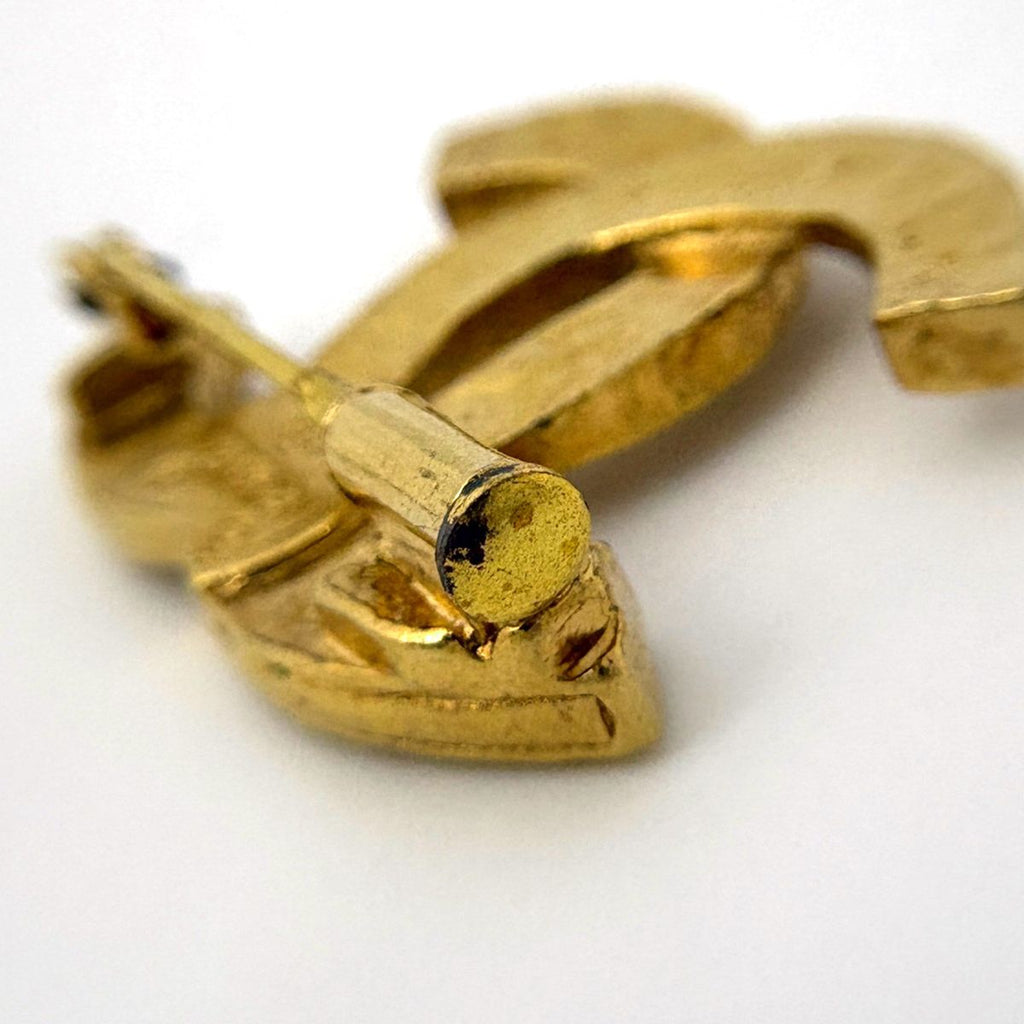 Chanel CC Logo Rhinestone Brooch Gold Plated — view 3