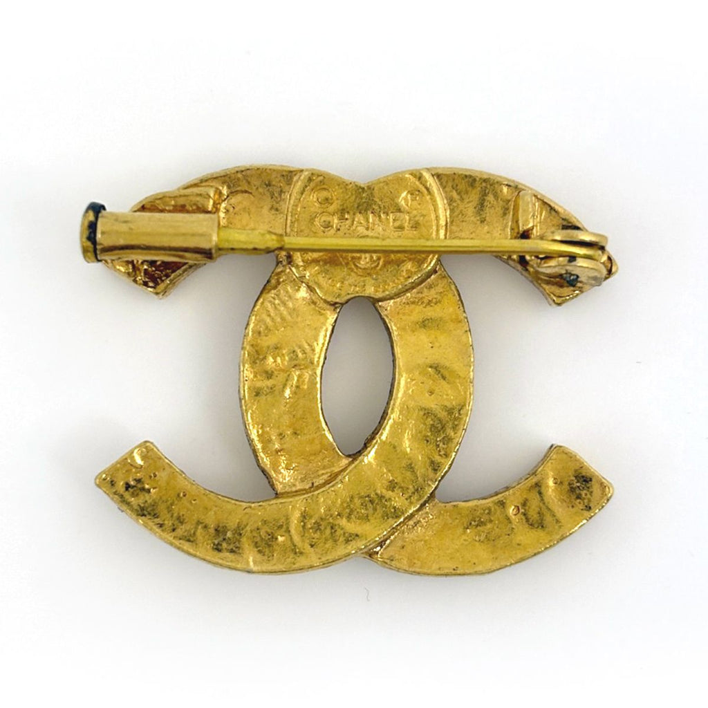 Chanel CC Logo Rhinestone Brooch Gold Plated — view 2