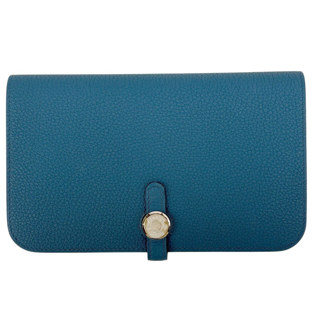 Hermes Dogon GM Bifold Wallet Taurillon Clemence Blue