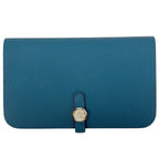 Hermes Dogon GM Bifold Wallet Taurillon Clemence Blue