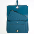 Hermes Dogon GM Bifold Wallet Taurillon Clemence Blue — view 8