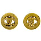 Chanel CC Logo Earrings Round Gold Plated