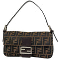 Fendi Zucca Pattern Mamma Baguette Shoulder Bag Canvas Brown