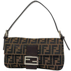 Fendi Zucca Pattern Mamma Baguette Shoulder Bag Canvas Brown