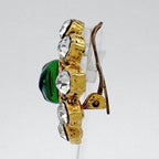 Chanel Colored Stone Earrings Gripoix Line Gold Green — view 2