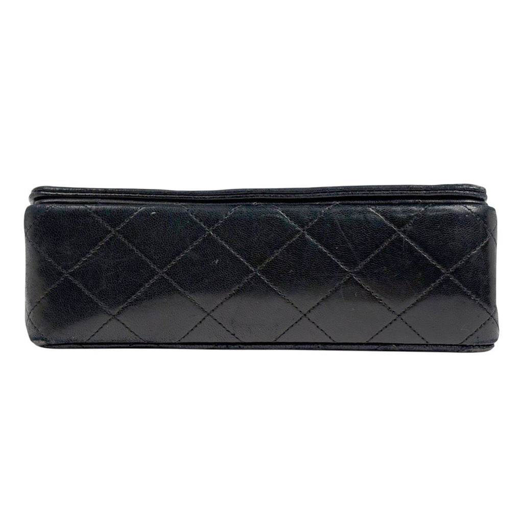 Chanel Mini Quilted Single Flap Chain CC Logo Shoulder Bag Leather Black — view 5