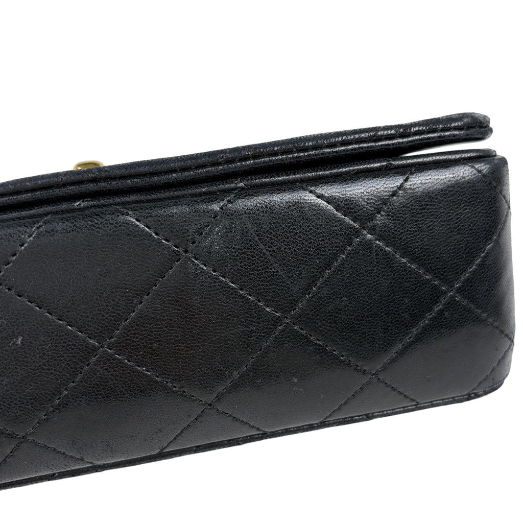 Chanel Mini Quilted Single Flap Chain CC Logo Shoulder Bag Leather Black — view 6