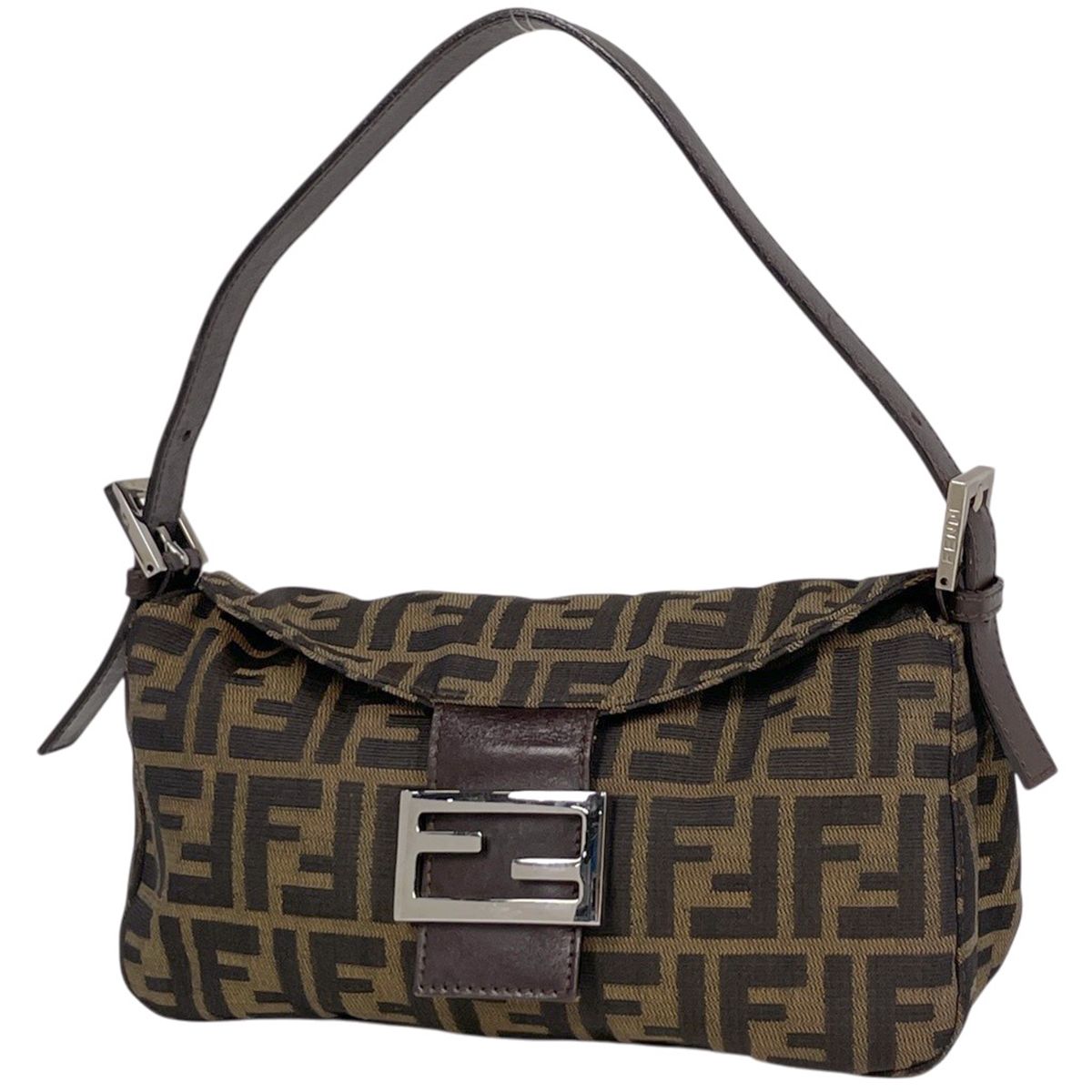 Fendi Zucca Pattern Shoulder Bag Canvas Brown