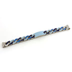 Louis Vuitton Bracelet Chain Links Monogram Metal Silver Blue — view 3