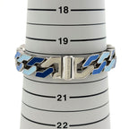 Louis Vuitton Bracelet Chain Links Monogram Metal Silver Blue — view 5