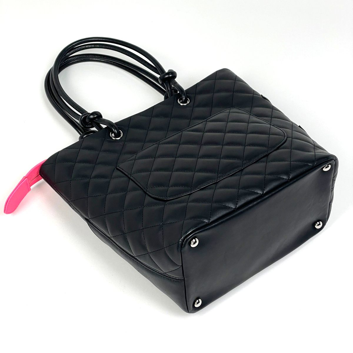 Chanel Cambon Line Tote CC Logo Handbag Leather Black — view 2