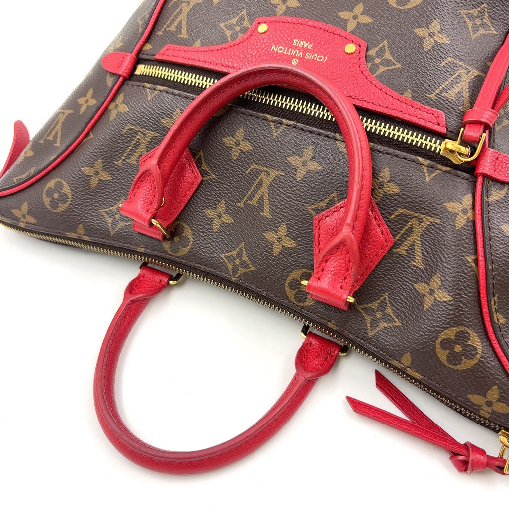 Louis Vuitton Tournelle PM Monogram Cerise Leather Brown Red Handbag Gold — view 6