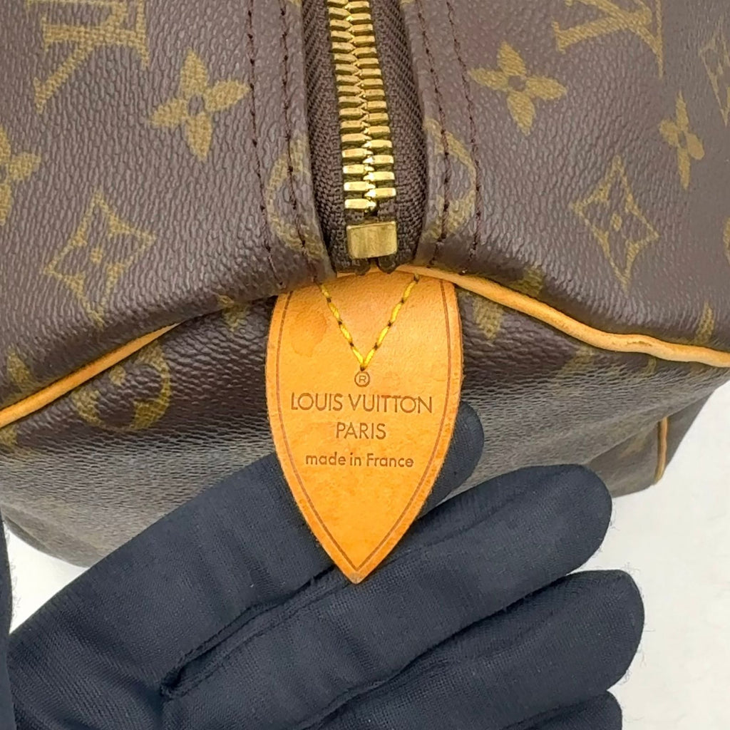 Louis Vuitton Keepall Bandouliere 50 Monogram Leather Brown Boston Bag Gold — view 4