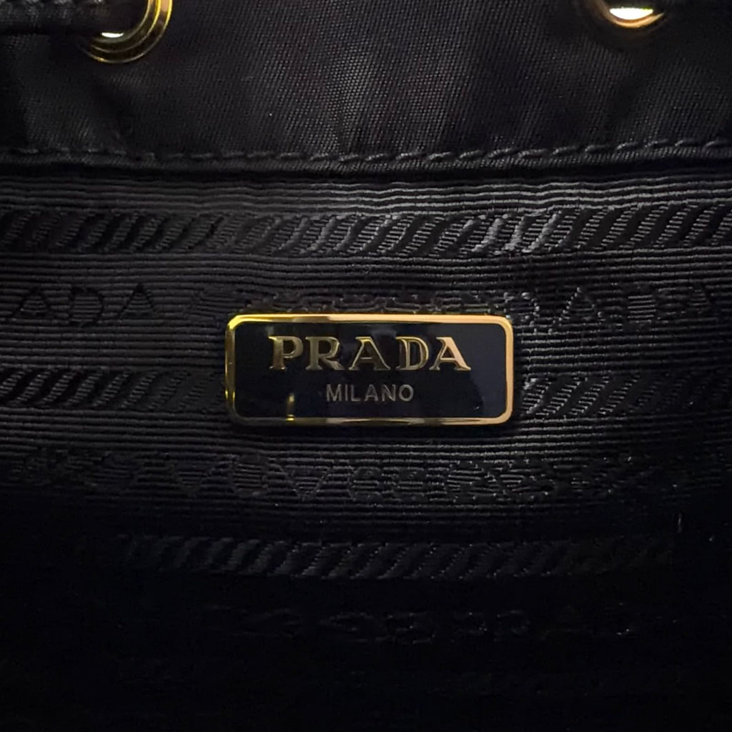 Prada Bucket 2-Way Nylon Black Handbag Gold — view 4