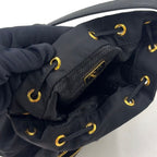 Prada Bucket 2-Way Nylon Black Handbag Gold — view 9
