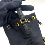 Prada Bucket 2-Way Nylon Black Handbag Gold — view 6