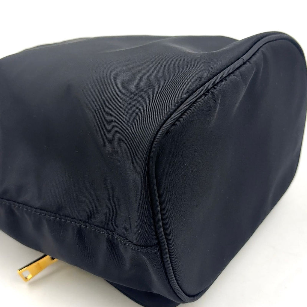 Prada Bucket 2-Way Nylon Black Handbag Gold — view 7