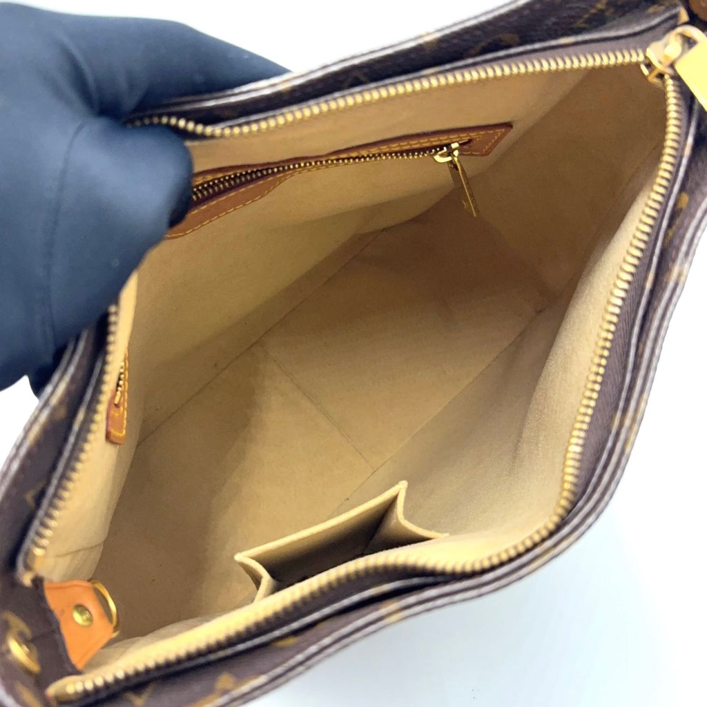 Louis Vuitton Looping GM Monogram Leather Brown Shoulder Bag Gold — view 3