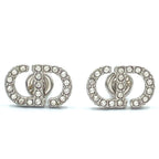 Dior CD Stud Metal Color Stone Clear Silver Earrings — view 5