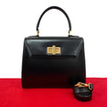 Celine Vintage Logo Turnlock Calf Leather 2-Way Shoulder Bag Black