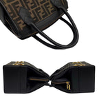 Fendi Zucca FF Logo Leather 2-Way Makeup Pouch Shoulder Bag Black — view 6