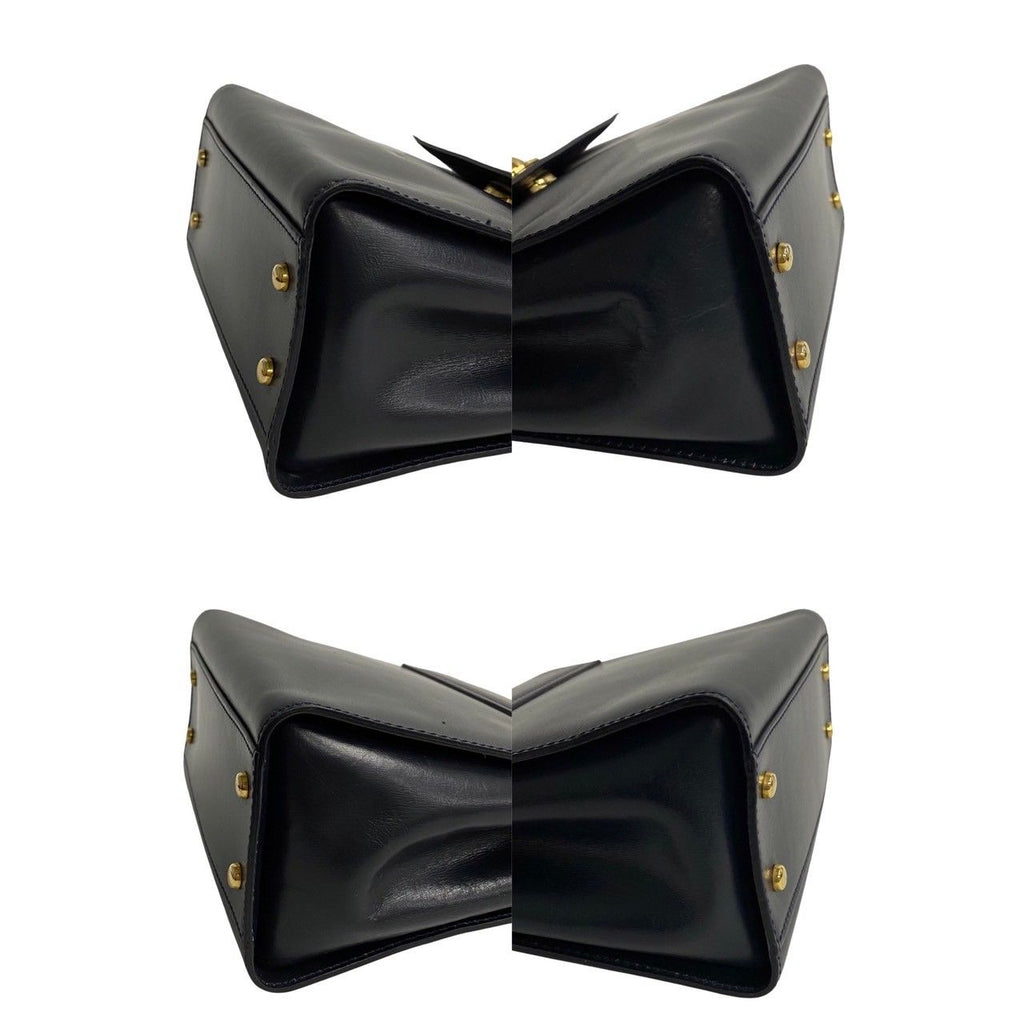 Celine Vintage Star Ball Logo Leather 2-Way Mini Shoulder Bag Black Red — view 7
