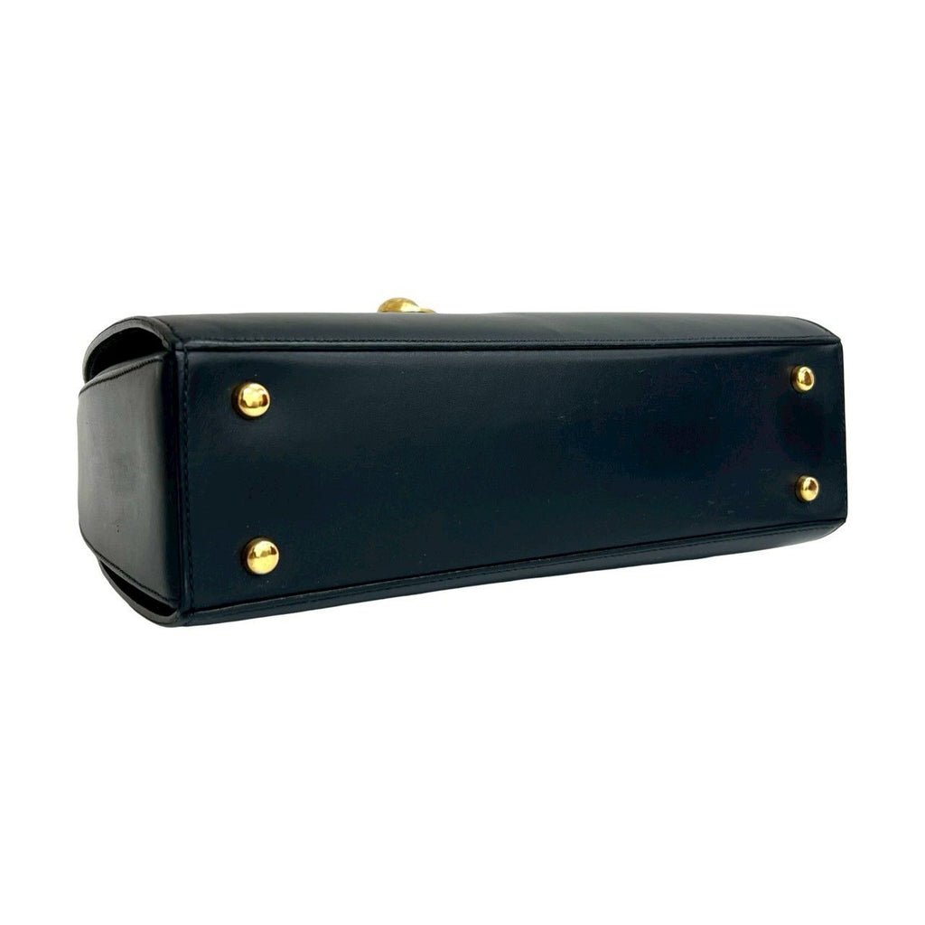 Celine Vintage Star Ball Logo Calf Leather Handbag Mini Tote Navy — view 7