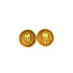 Chanel With Rice Vintage CC Logo Motif Earrings Gold — view 4