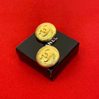 Chanel With Rice Vintage CC Logo Motif Earrings Gold