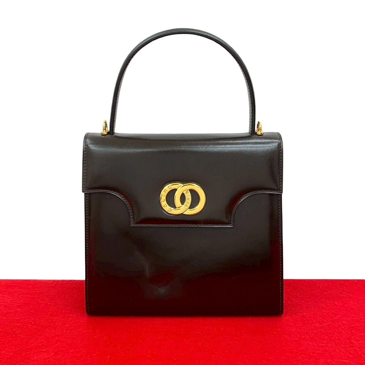 Celine Circle Logo Star Calf Leather Handbag Mini Tote Brown