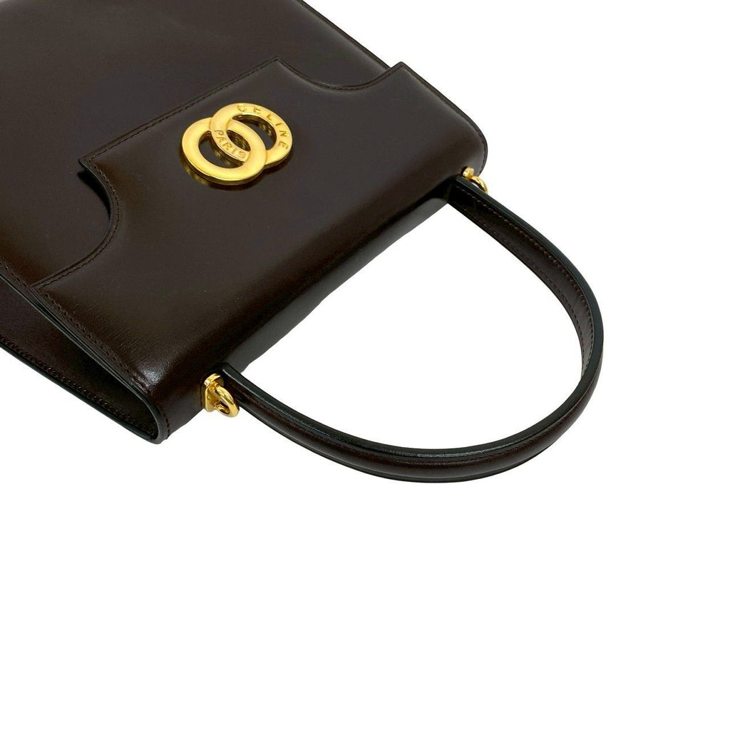 Celine Circle Logo Star Calf Leather Handbag Mini Tote Brown — view 4
