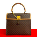 Celine Macadam Blason Triomphe Logo Ring Leather Handbag Mini Tote Brown